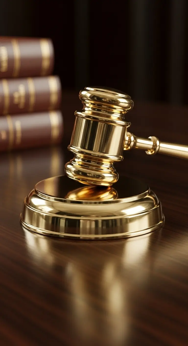 Altın sarısı adalet tokmağı ve hukuk kitapları, Ankara’da uzman vergi avukatlığı ve hukuki danışmanlık hizmetlerini simgeliyor.