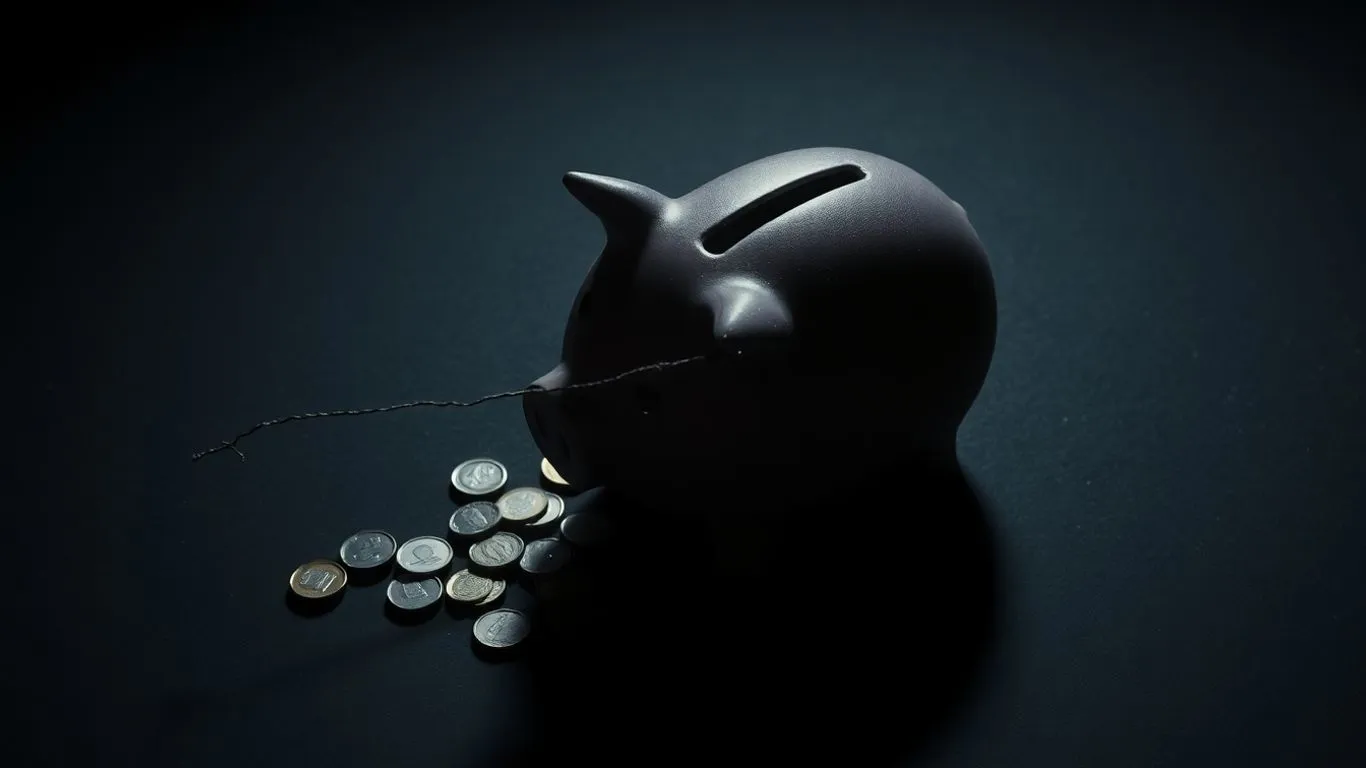 Kırık kumbara ve dökülen paralar