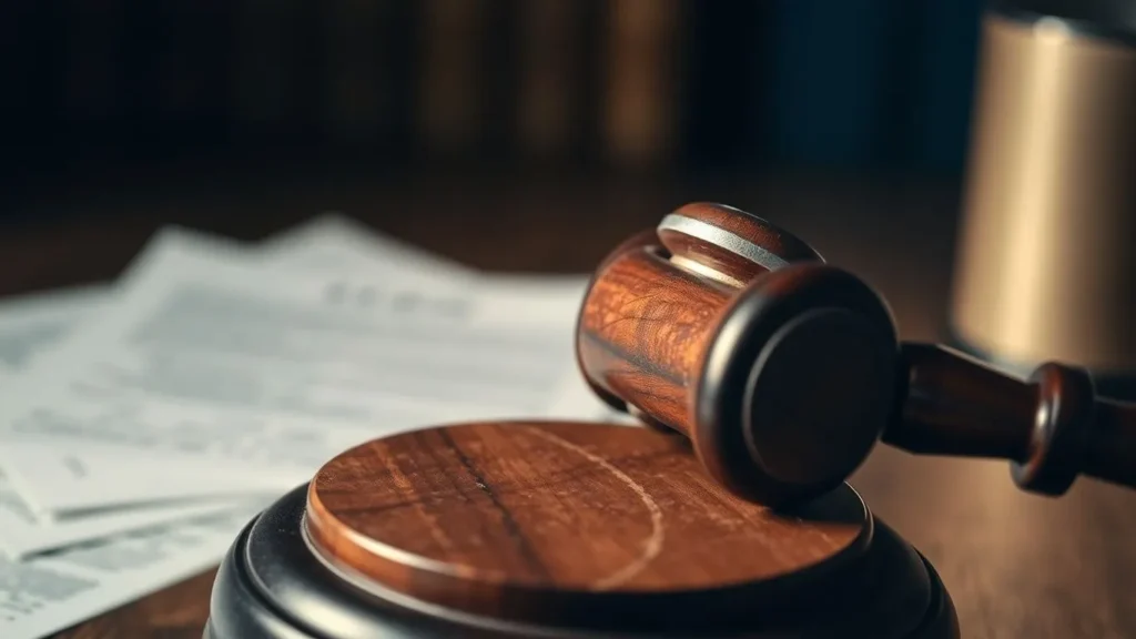 Vergi davası açılışını gösteren çekiç ve blok görseli.