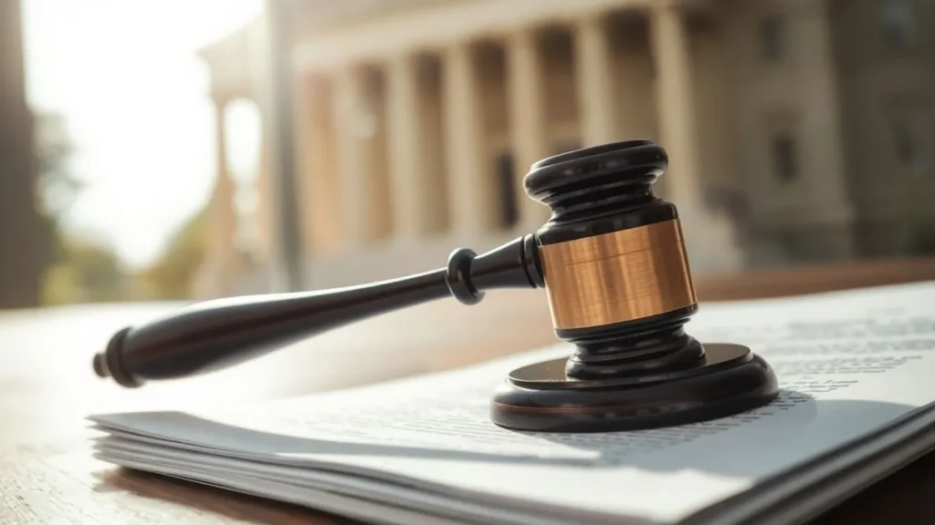 Vergi mahkemesi binası ve adalet terazisi.